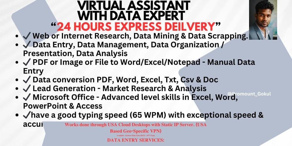 2 HOURS OF Data Entry, Data Enrichment, Web Research, Excel Data Entry, Scraping, Mining