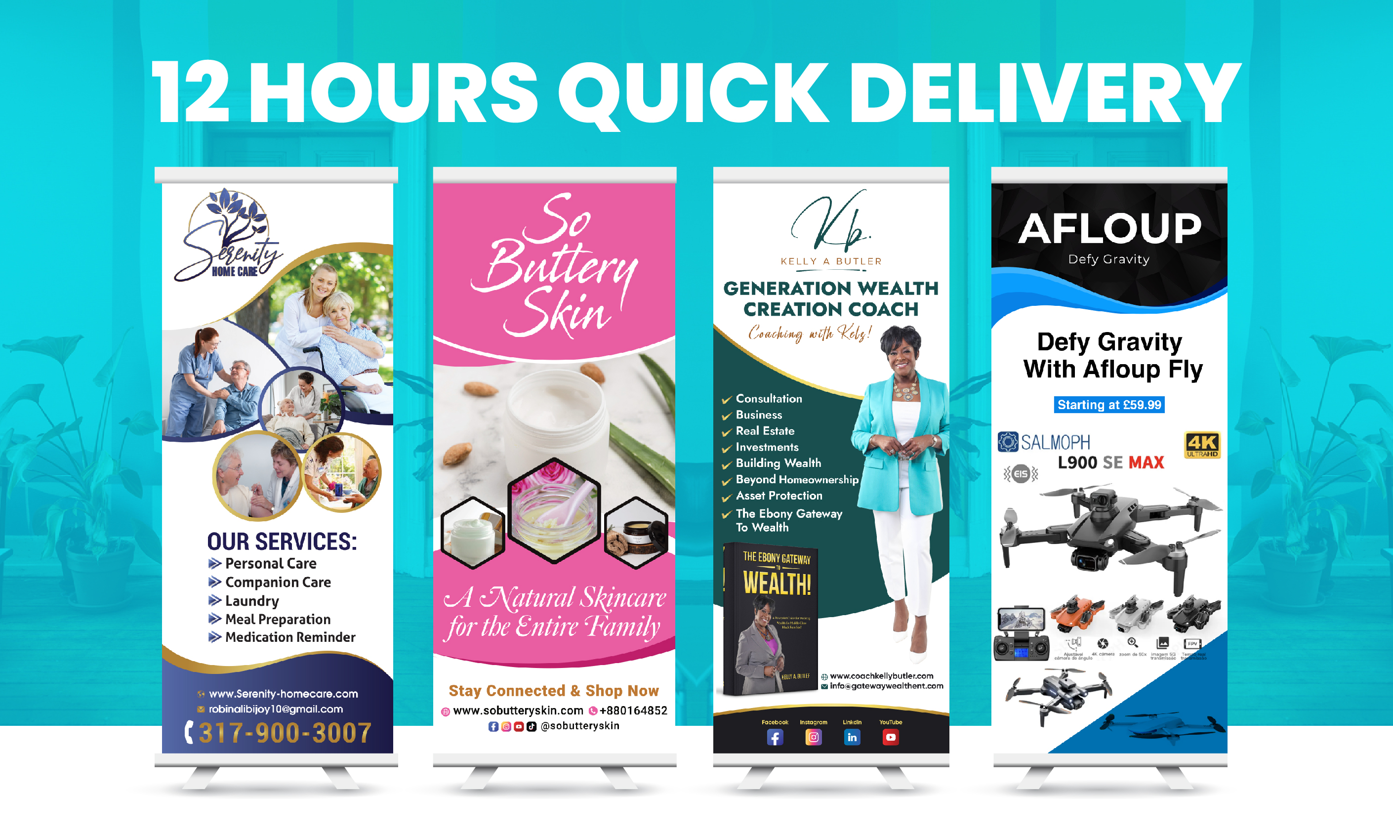 I will design attractive roll up banner, retractable, yard sign in 12 hours