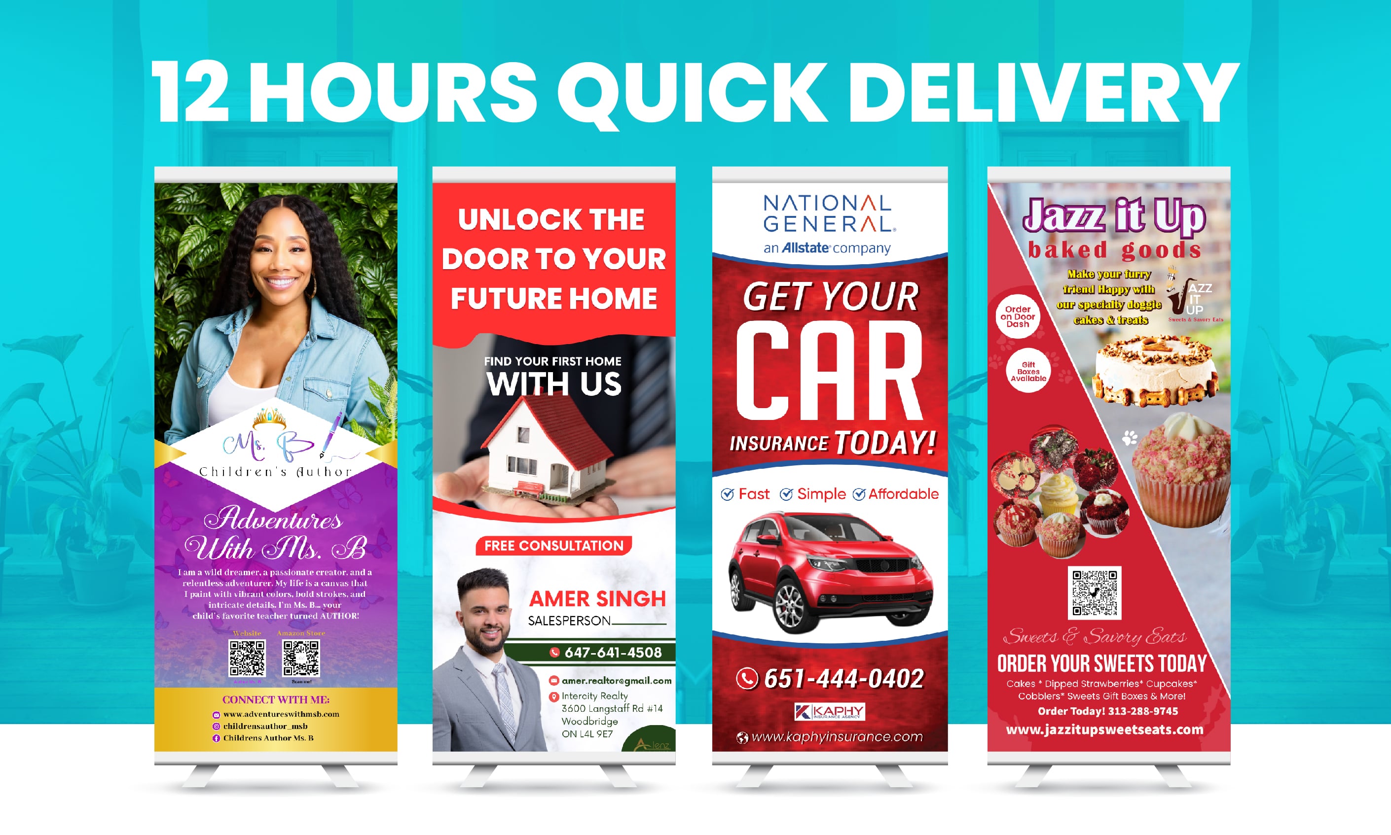 I will design attractive roll up banner, retractable, yard sign in 12 hours