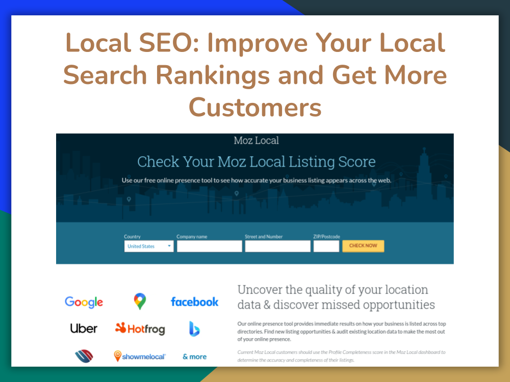 You will get Local SEO: Improve Your Local Search Rankings and Get More Customers