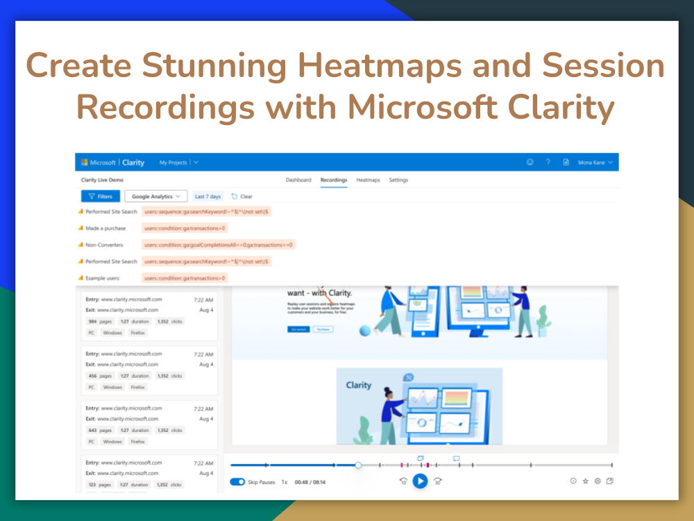 You will get Create Stunning Heatmaps and Session Recordings with Clarity
