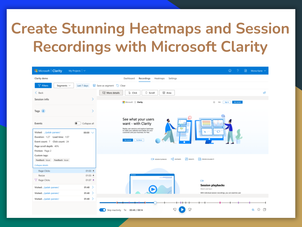 You will get Create Stunning Heatmaps and Session Recordings with Clarity