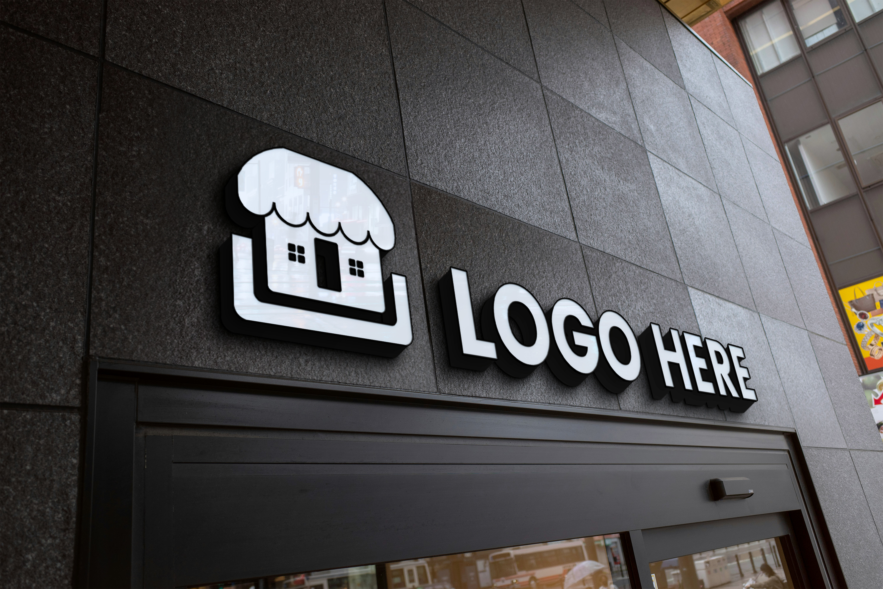 3D Wall Sign Logo Mockup design 