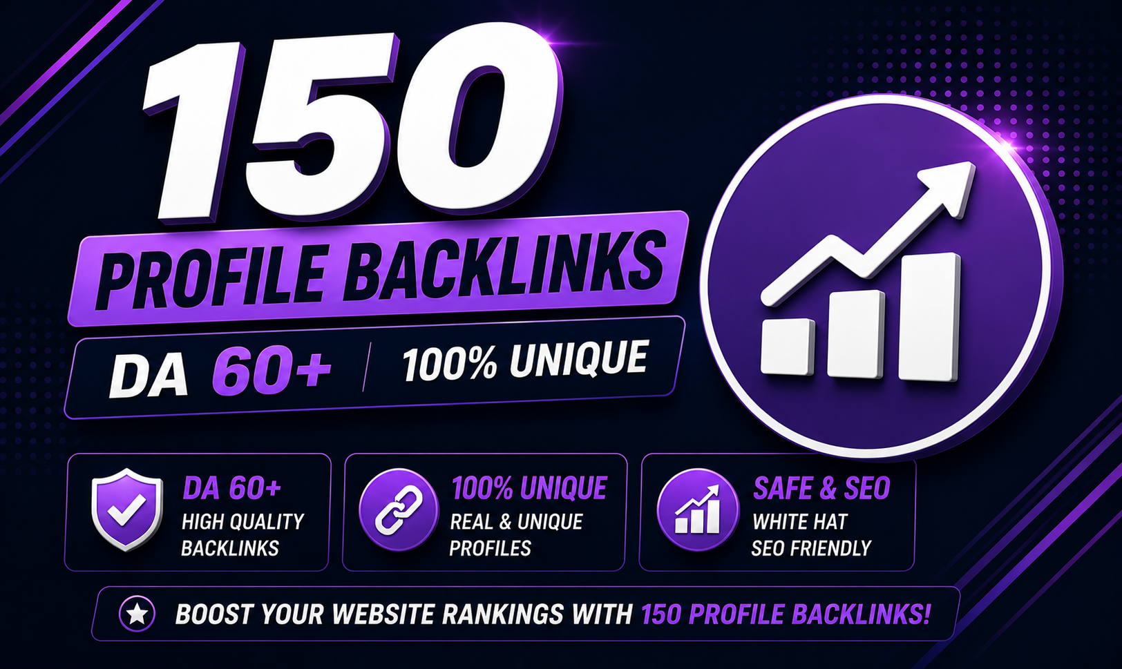 I will manually create 150 Top Profile Backlinks DA 60+