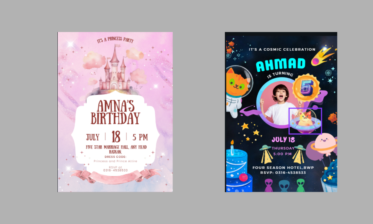 I will design an invitation card for your wedding,anniversery,bussiness party birthdays etc