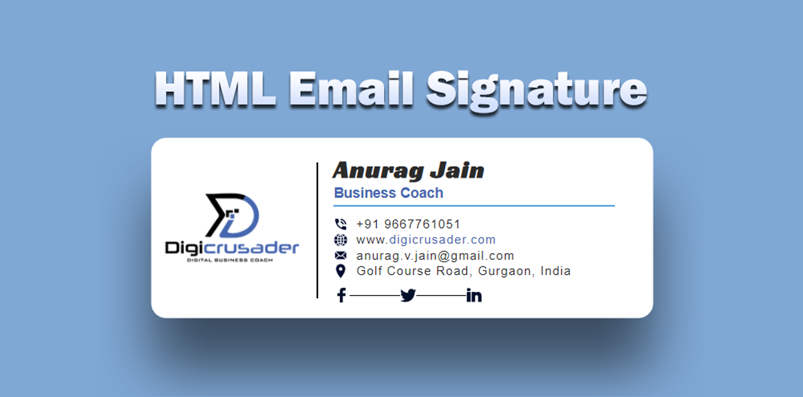 I will create modern clickable HTML email signature for gmail, outlook and many more