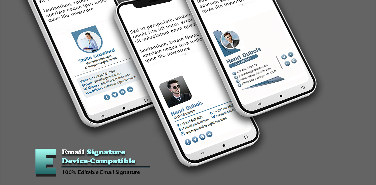 I will create modern clickable HTML email signature for gmail, outlook and many more