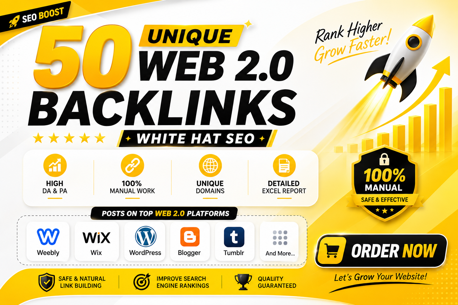 Get 50 Powerful Web 2.0 Backlinks with Unique Articles to Boost Your Website Ranking
