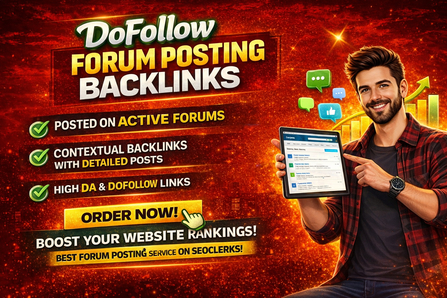 Create high DA/DR 100 forum posting backlinks on uniq...