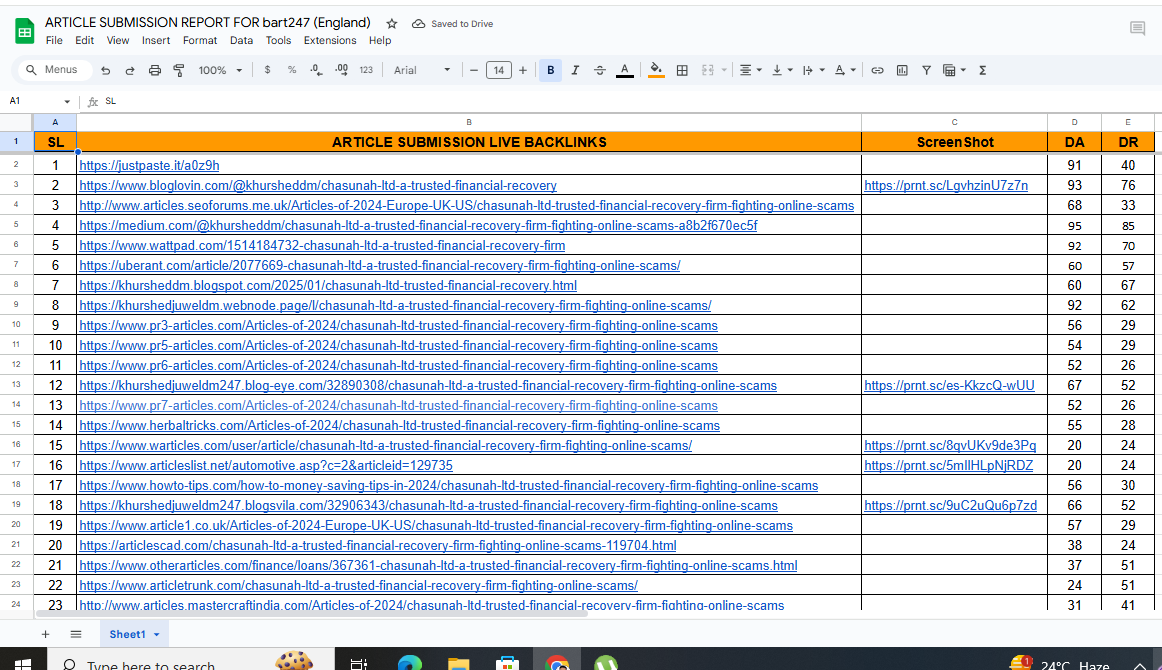 45 ARTICLE Submission Backlink To Improve Site Ranking on Google Top Page