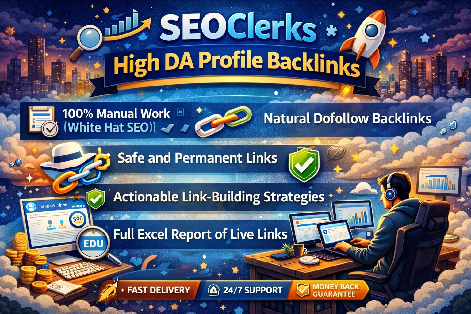 I will create 100 powerful profile backlinks from hig...