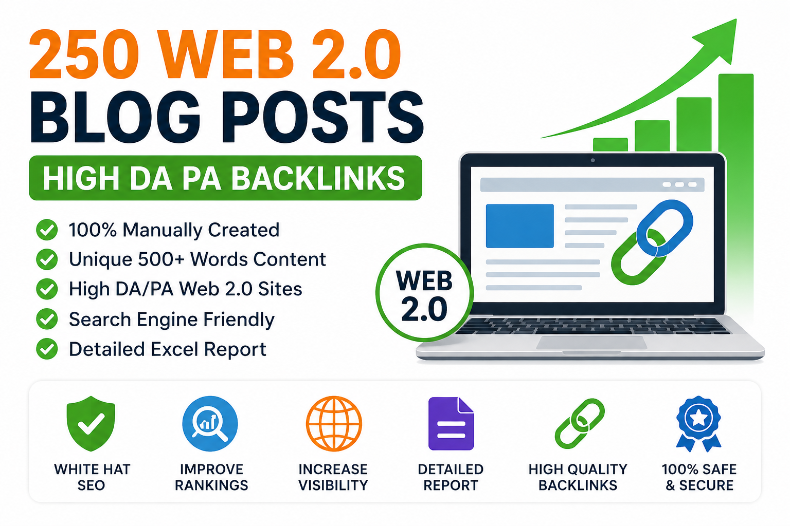 250 Web 2.0 Blog Posts High DA PA Dofollow Article Backlinks for Better Rankings