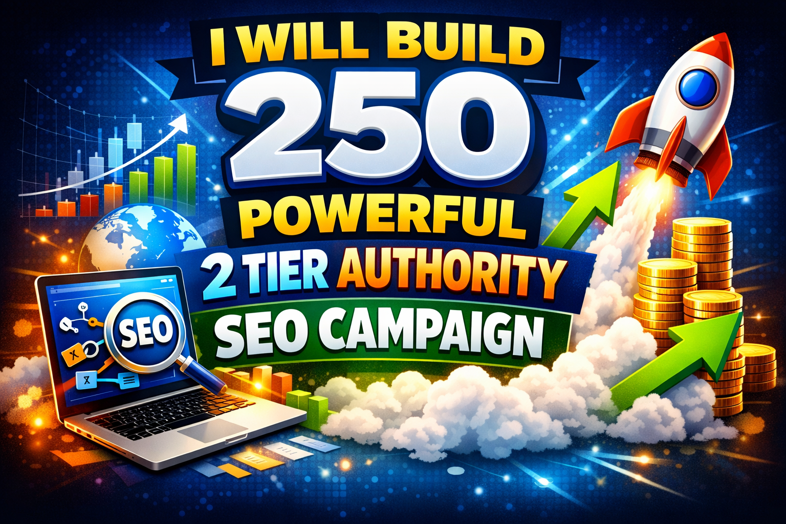 I Will Build 250 Powerful 2 Tier Authority SEO Campaign For Website Growth