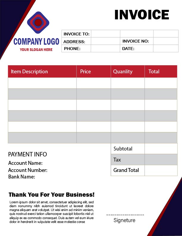 I Will Design a Unique, Branded, Modern and Professional Invoice Template for Your Business