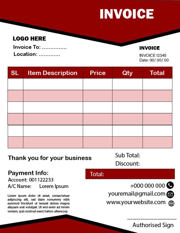 I Will Design a Unique, Branded, Modern and Professional Invoice Template for Your Business
