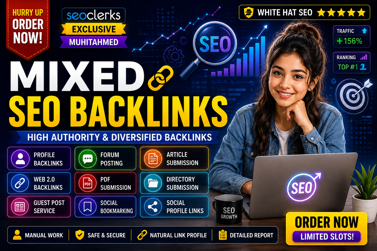 I Will Build High Authority Mix Seo Backlinks Guest Posts, Web 2.0 & Dofollow Off page Backlinks