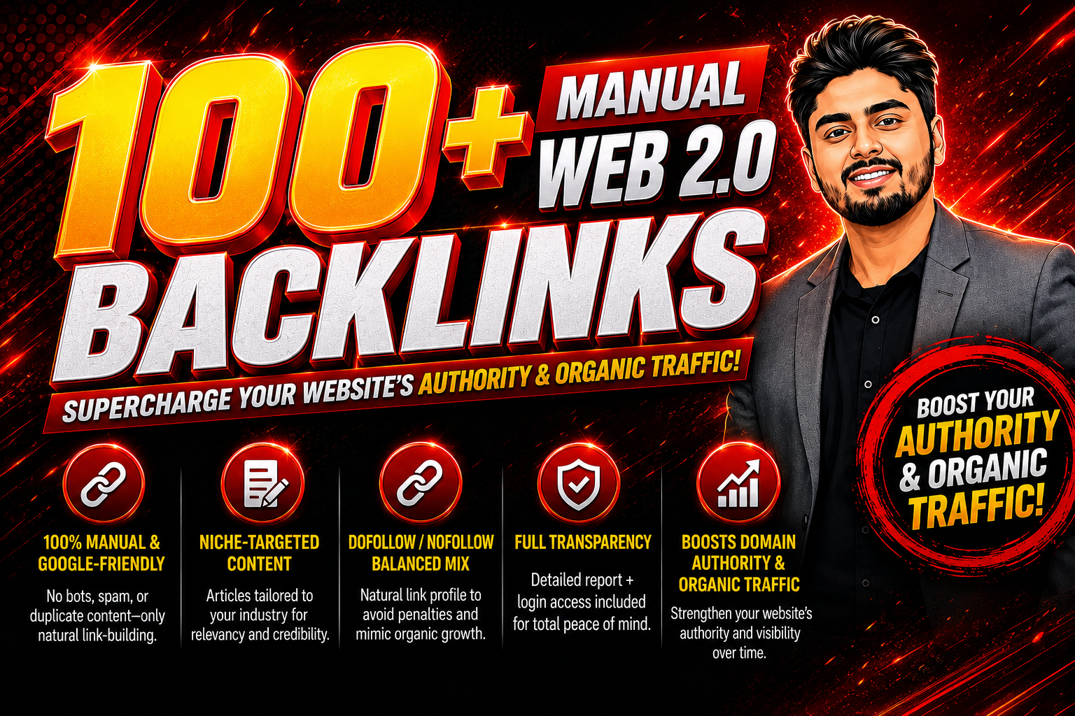 Boost AI Or Google Ranking with 100 Manual Web 2.0 Backlinks