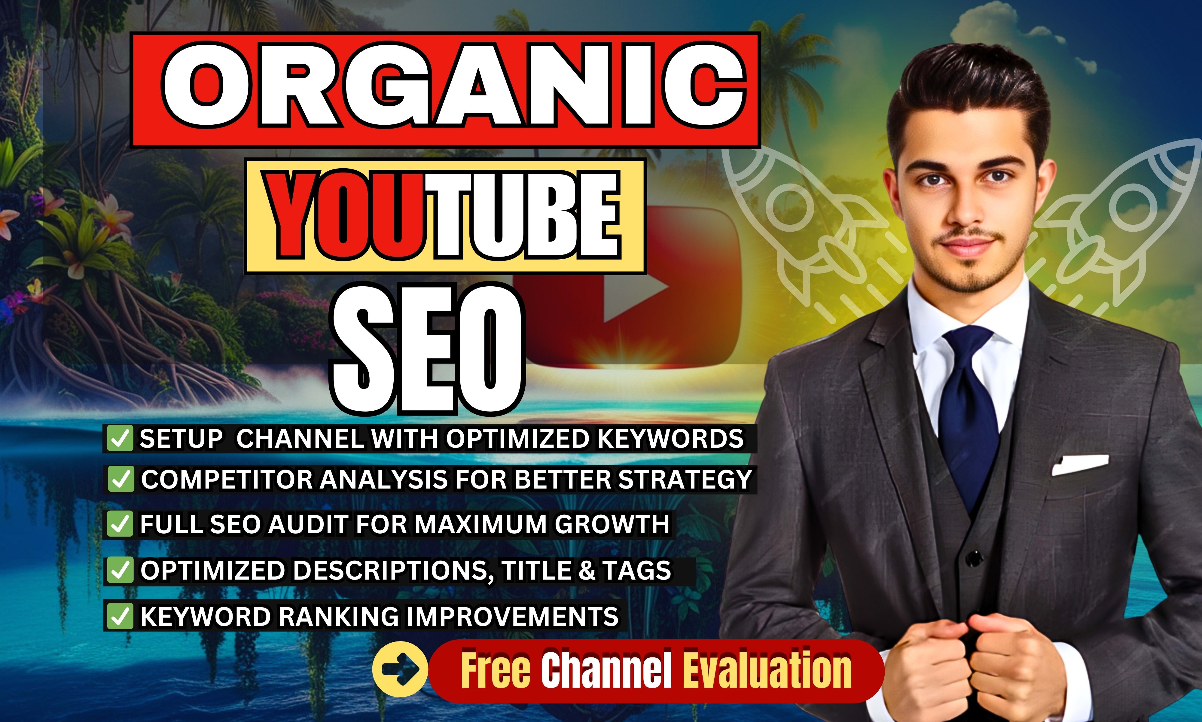 I will do youtube SEO optimization for fast video ranking and organic ...