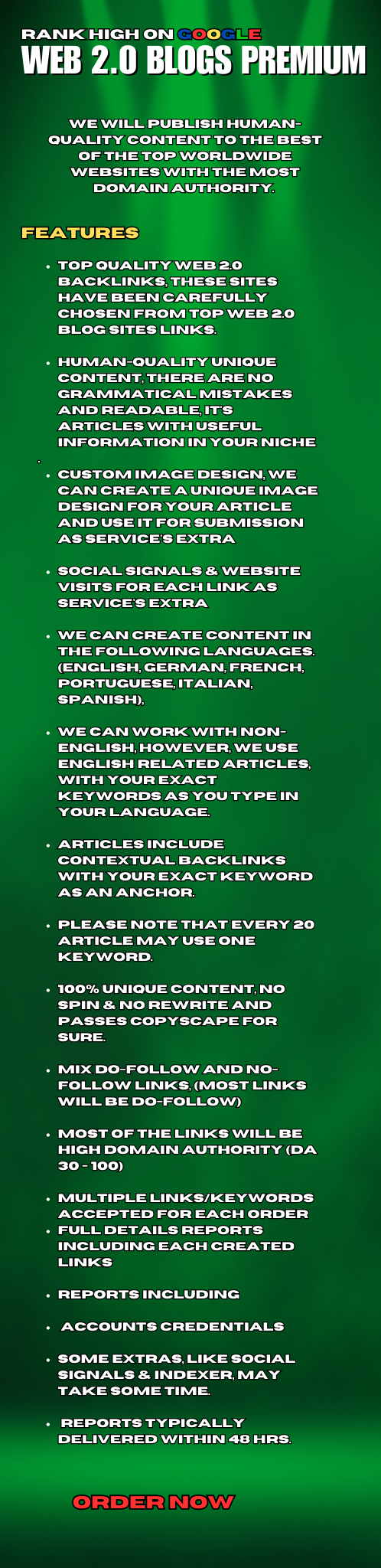 Rank High on GOOGLE - Web 2.0 Blogs Premium - ( Human Quality Content )