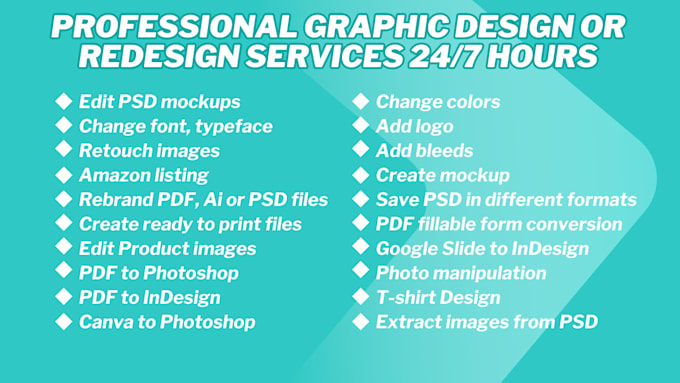 I will do any graphic designing work you need