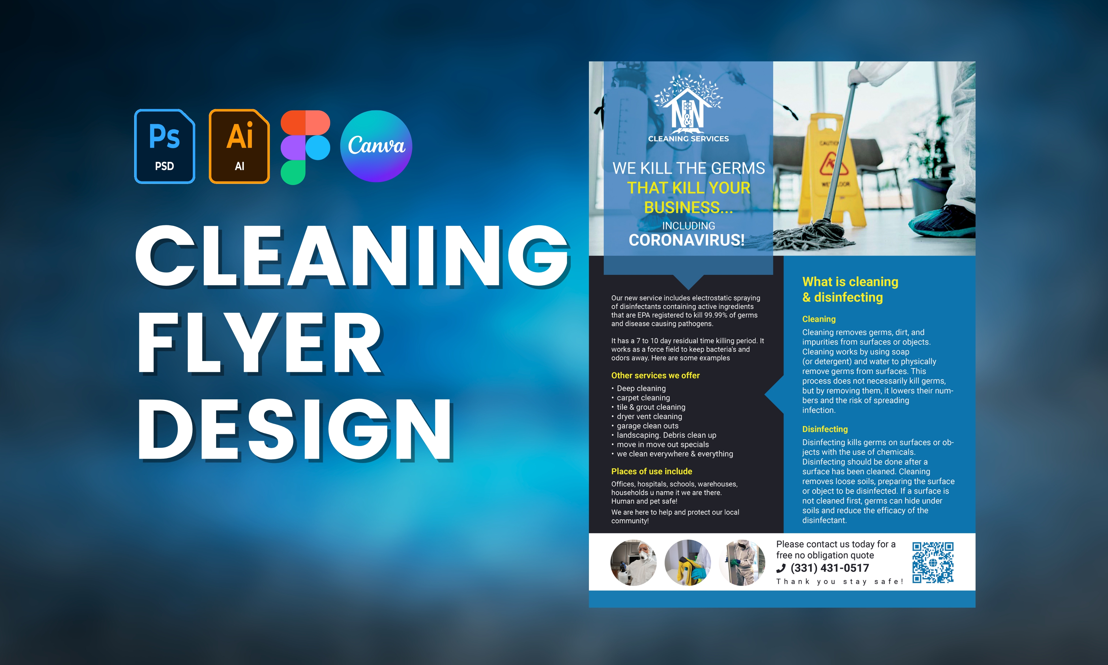 You will get creative, power washing, window cleaning flyer design