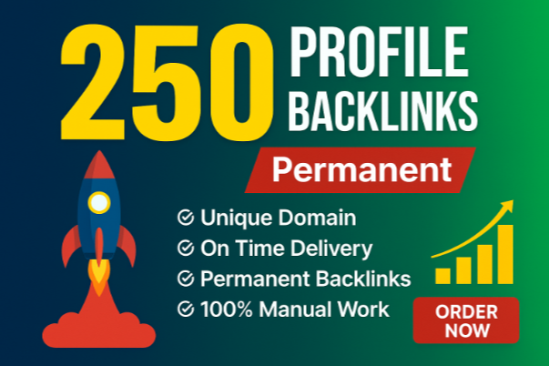 i will create 250 Profile Backlinks in high DA site
