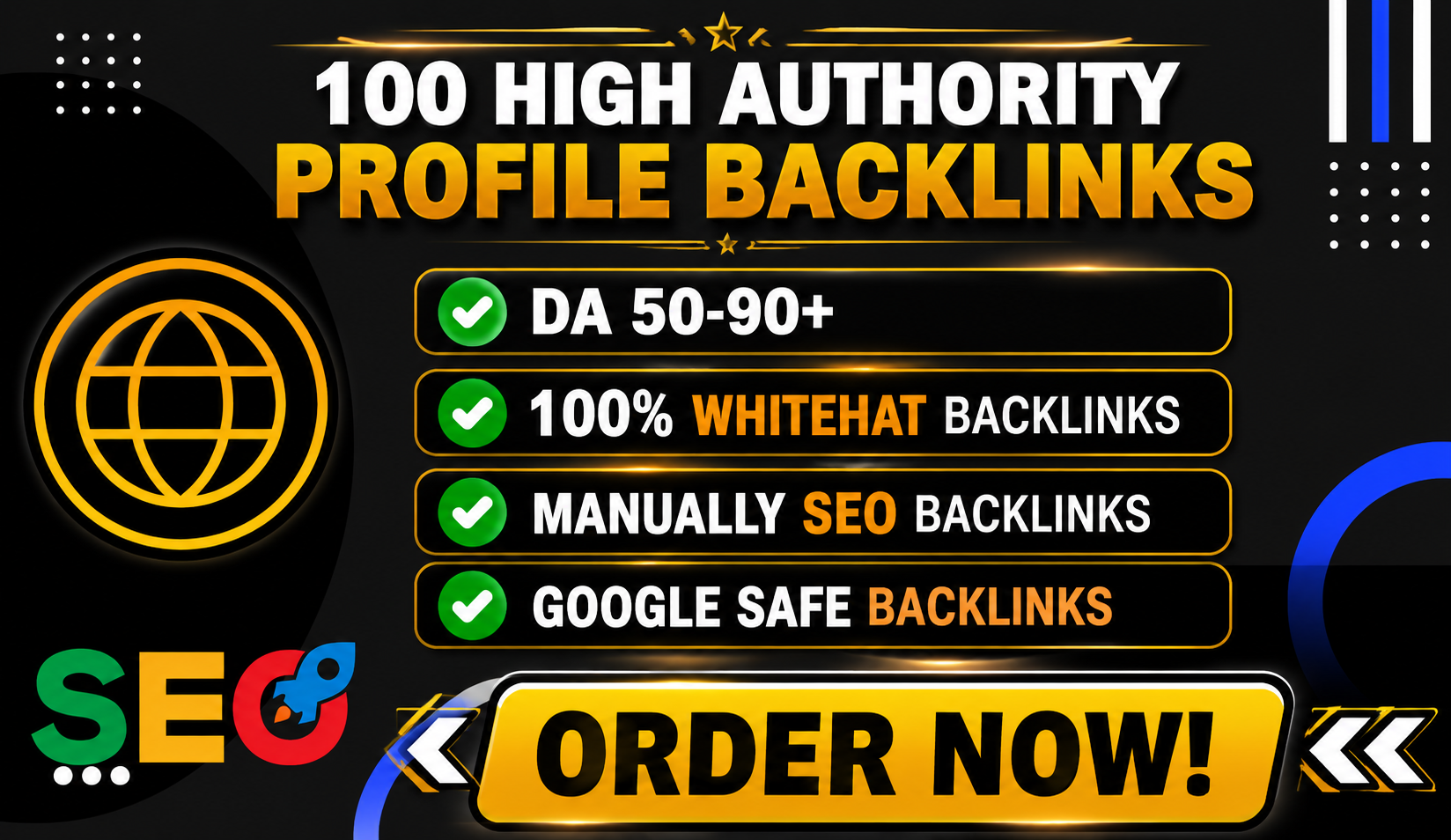Manually 100 High Authority Profile Backlinks For Seo...
