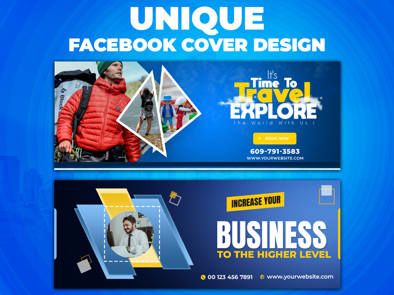 I will create custom Facebook covers, LinkedIn, and YouTube banner with free 3D mockup