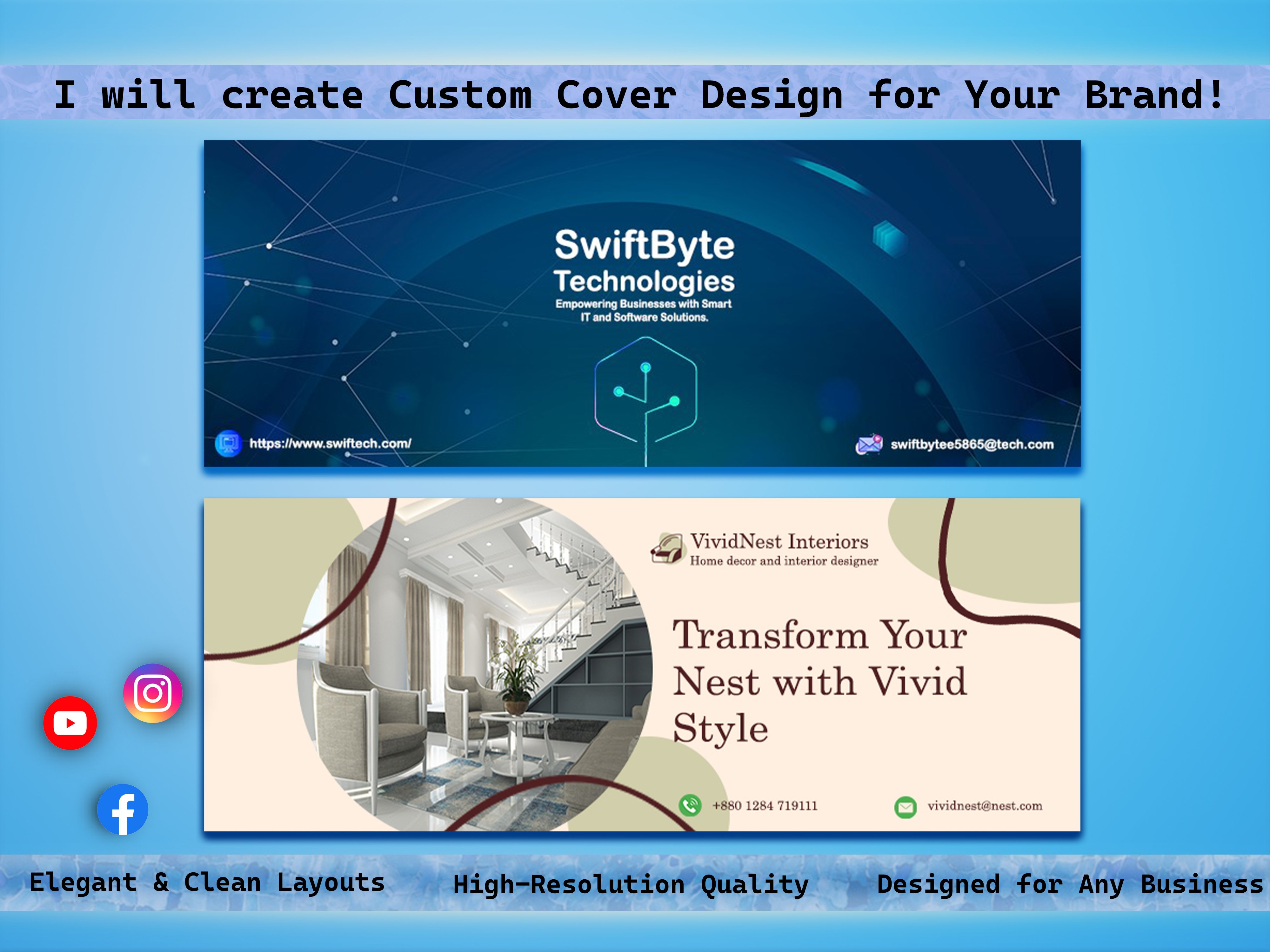 I will create Stunning Facebook, Youtube, Linkdin cover for you with free 3d mockup and source file