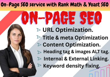 On-page SEO service optimization with Rank Math & Yoast SEO.