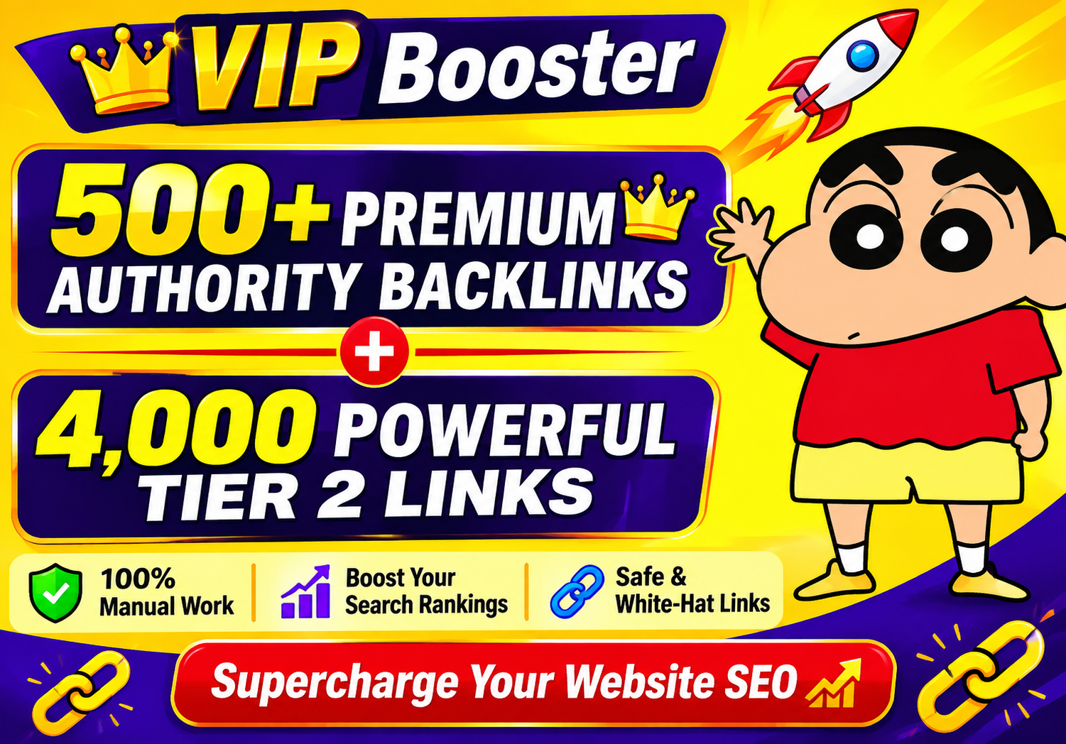 VIP Booster 500+ Premium Authority Backlinks + 4,000 Powerful Tier 2 Links
