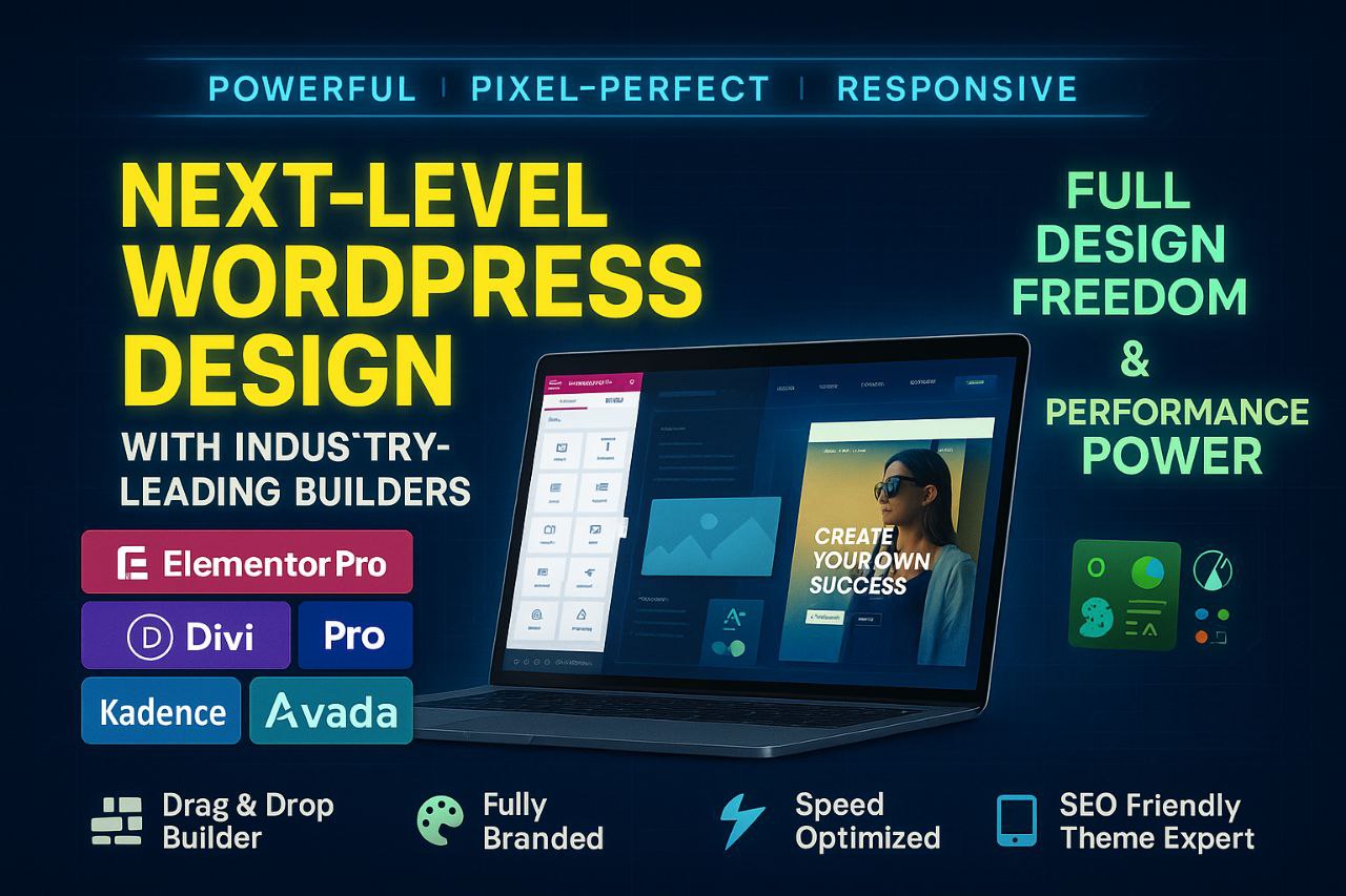 design elementor pro kadence, astra pro, avada, divi website from scratch