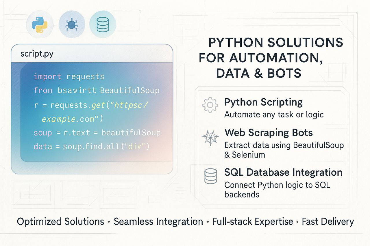i will do python web scraping bot, automation script, data scraper and web automation