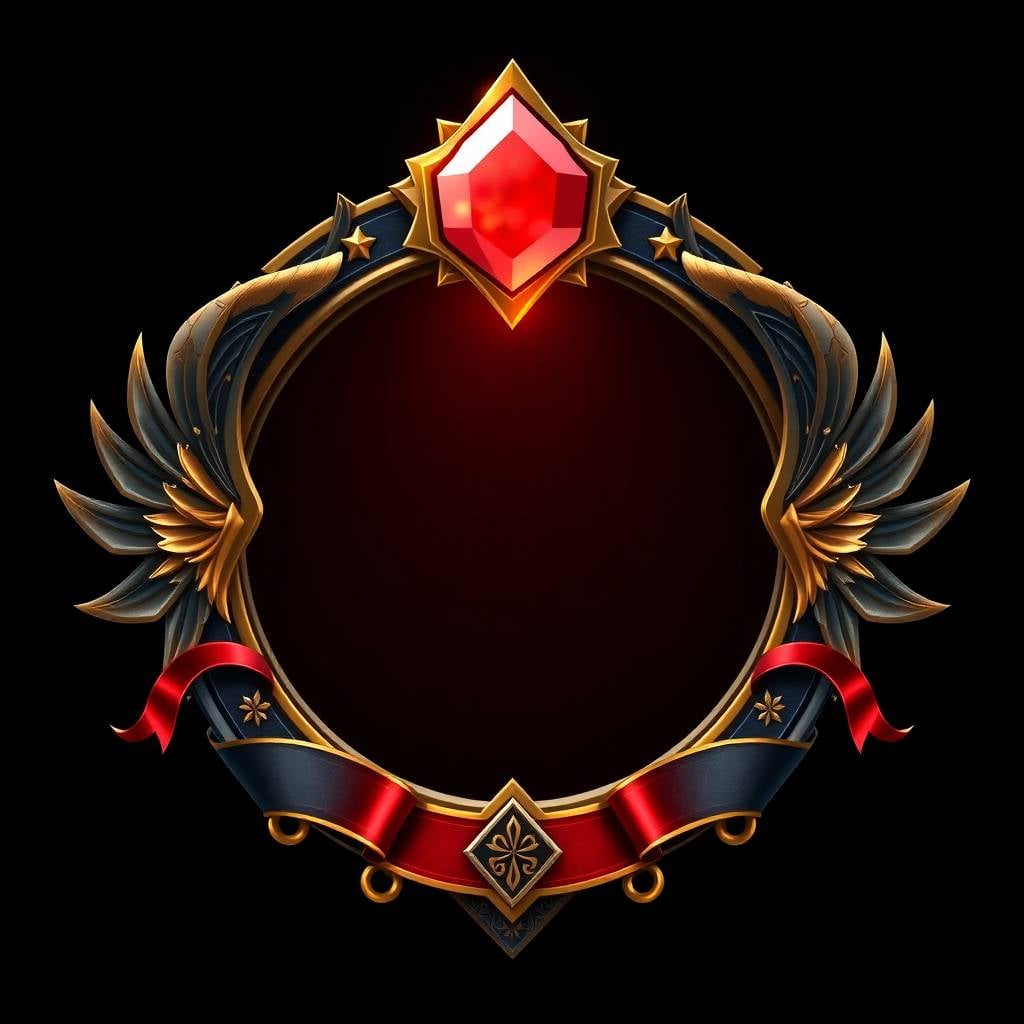 Luxury Game Avatar Frame Design | Golden & Red Fantasy Profile Borders (PNG)