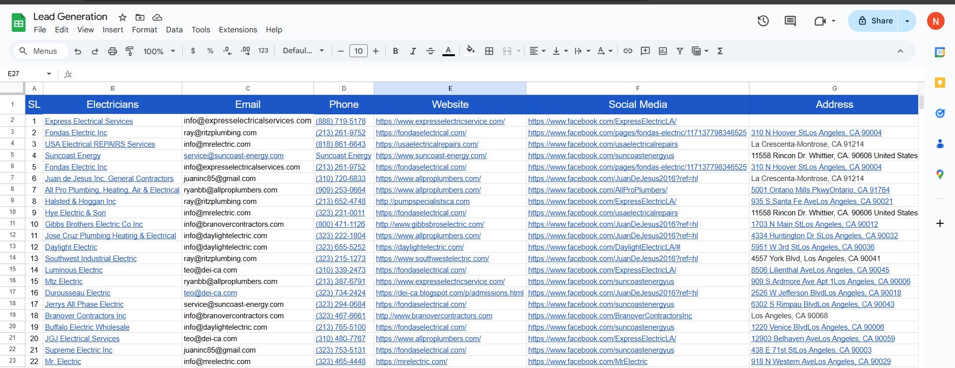 100 targeted b2b lead generation, web research, LinkedIn and email list building