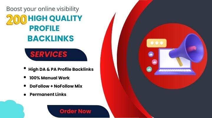 I will build 200 high authority SEO profile backlinks...