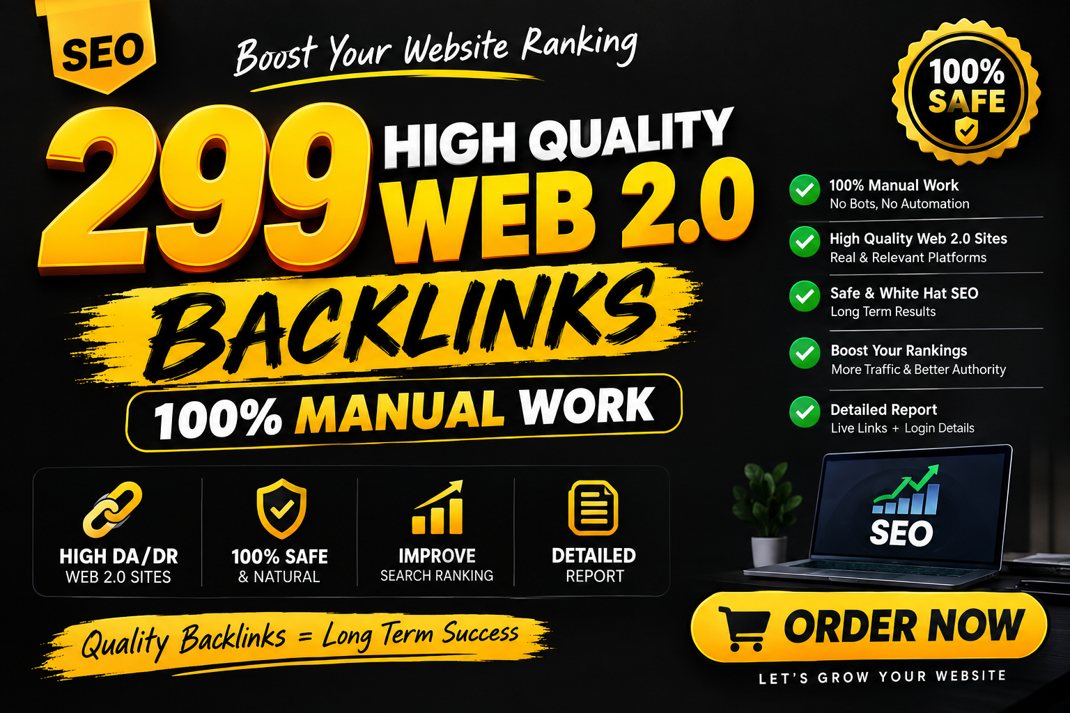 I Will Create 299 High Quality Web 2.0 Backlinks 100% Manual Work