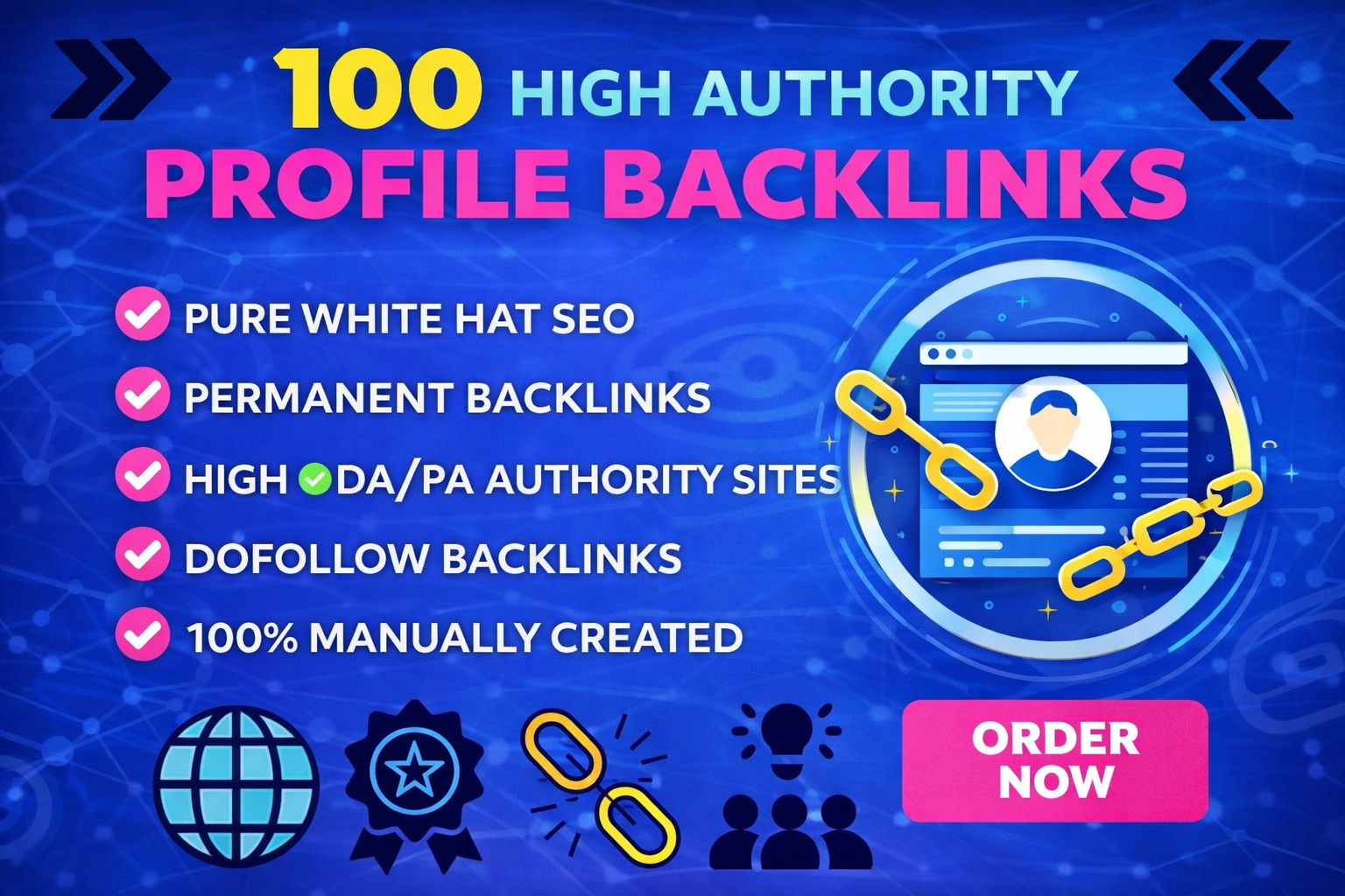  I will build 100 High DA 50+ Manual Profile backlink for Top Google Ranking