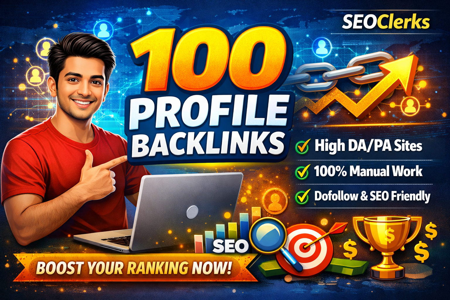 I will build 100 High DA 50+ Manual Profile backlink ...