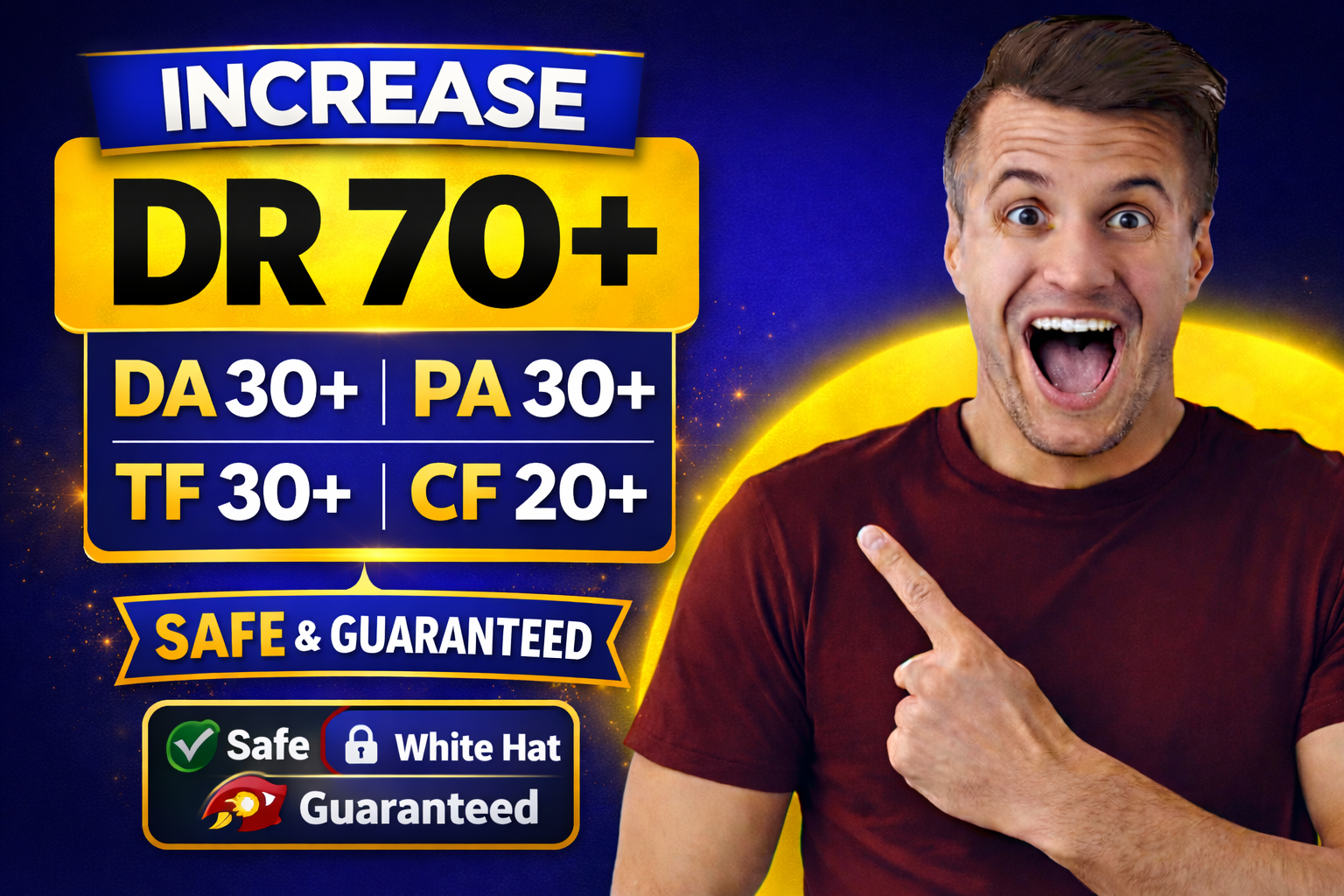 Increase Ahrefs DR 70+ DA 30+ PA 30+ TF 30+ CF 20+ of your website Safe and Guaranteed