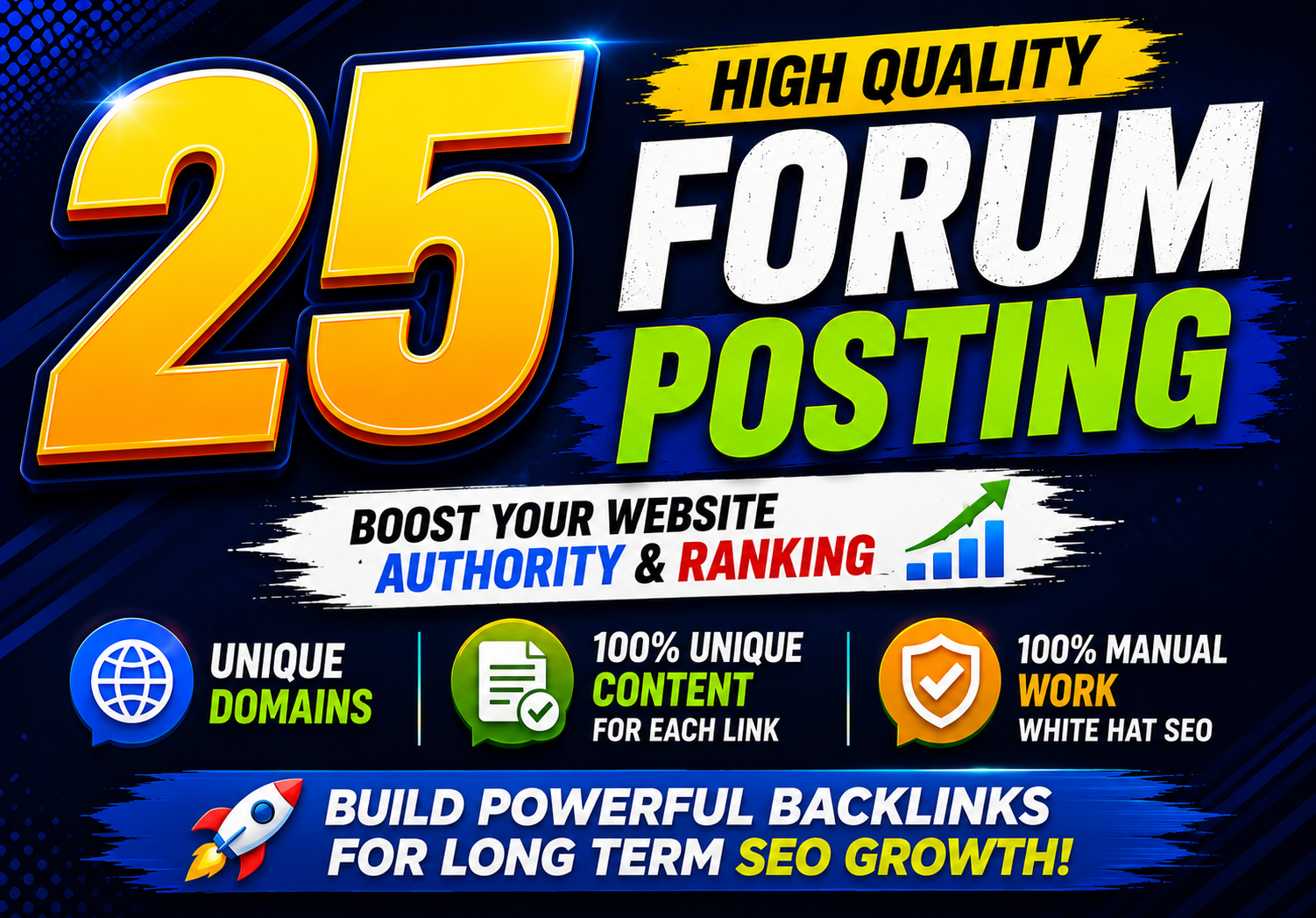 Get 25 High Quality Forum Posting Backlinks on Unique Domains to Boost Google Rankings Safely