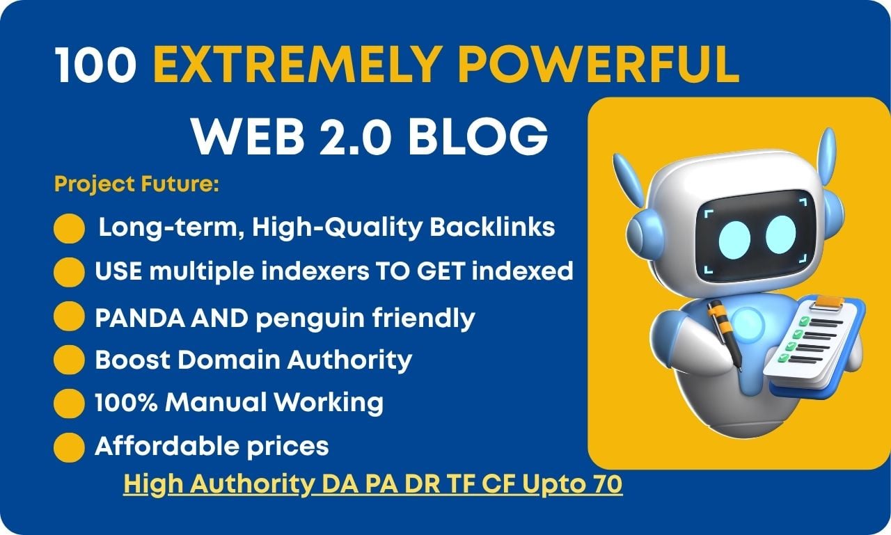 Premium Powerful SEO Package with 100 Unique Domain Backlinks High Authority DA PA DR TF CF Upto 70