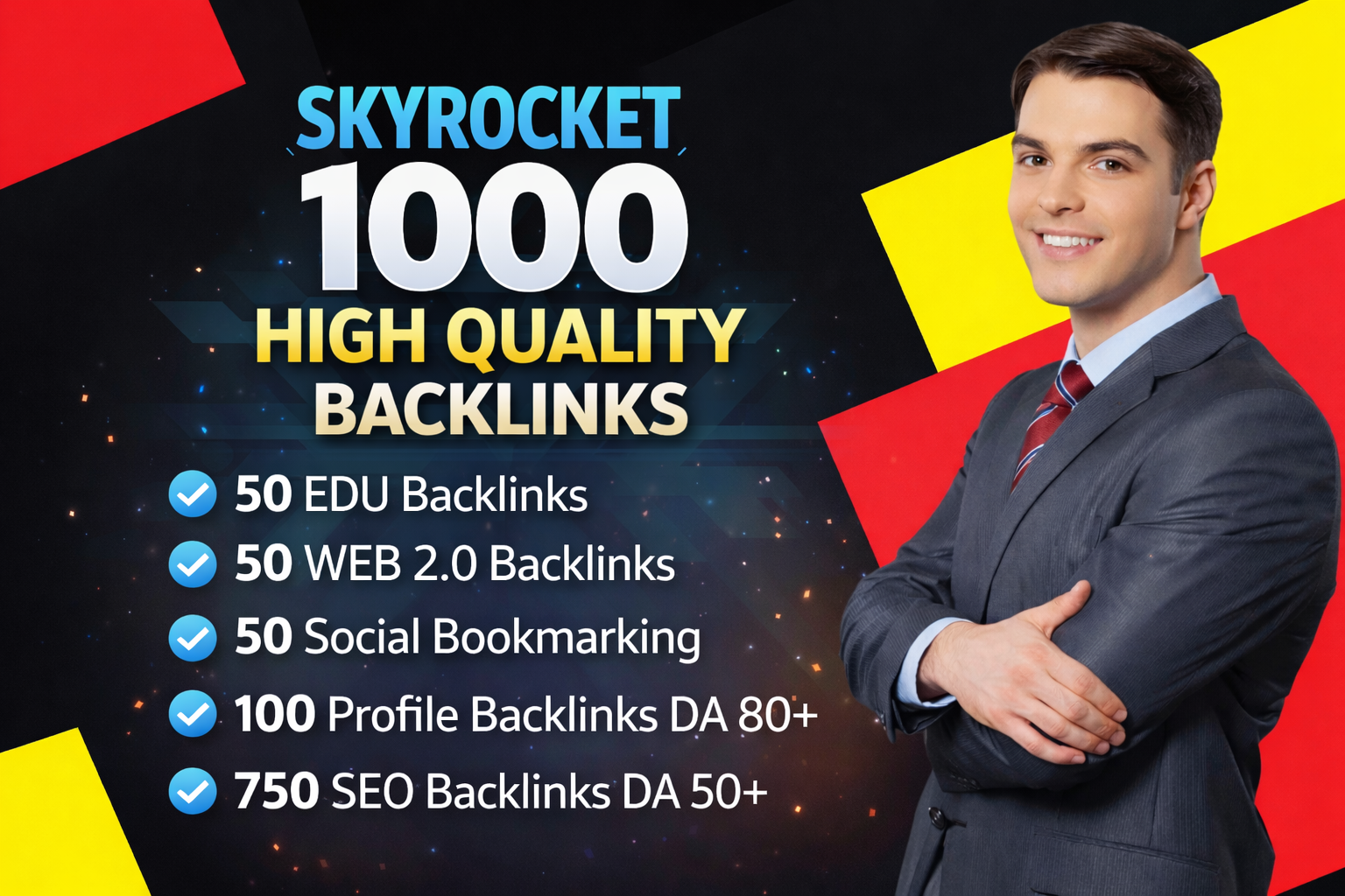 Powerful 1000 High Quality DA 50 to 80 White hat SEO dofollow backlinks