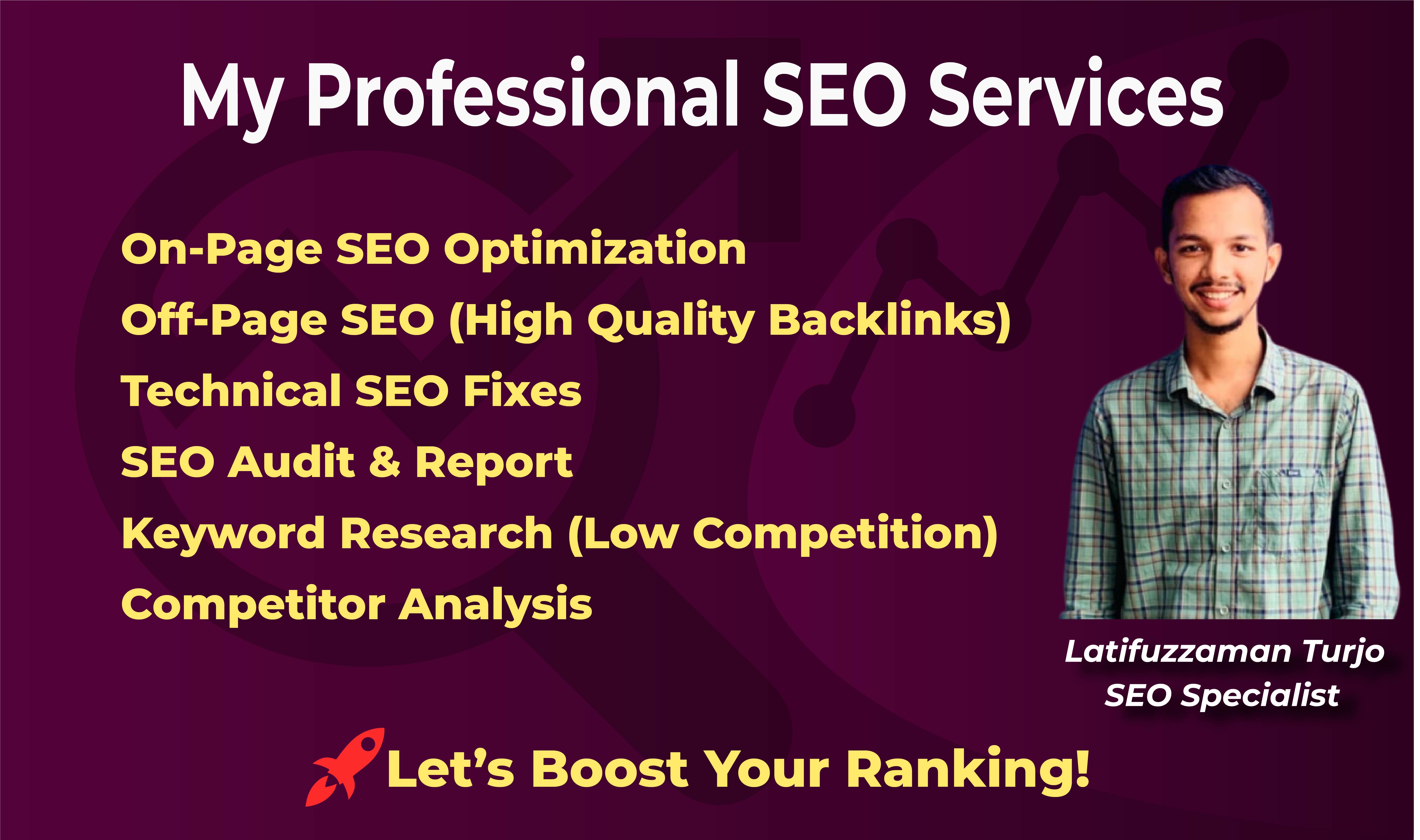 I will provide on page, off page and technical SEO service