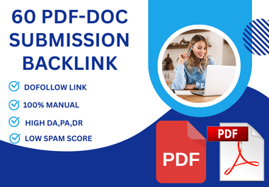 60 PDF Submission or Doc Share Backlinks - High Authority Manual SEO Service