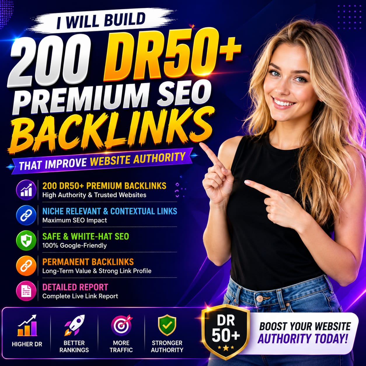 Build 200 DR50+ Premium SEO Backlink to Increase Website Authority