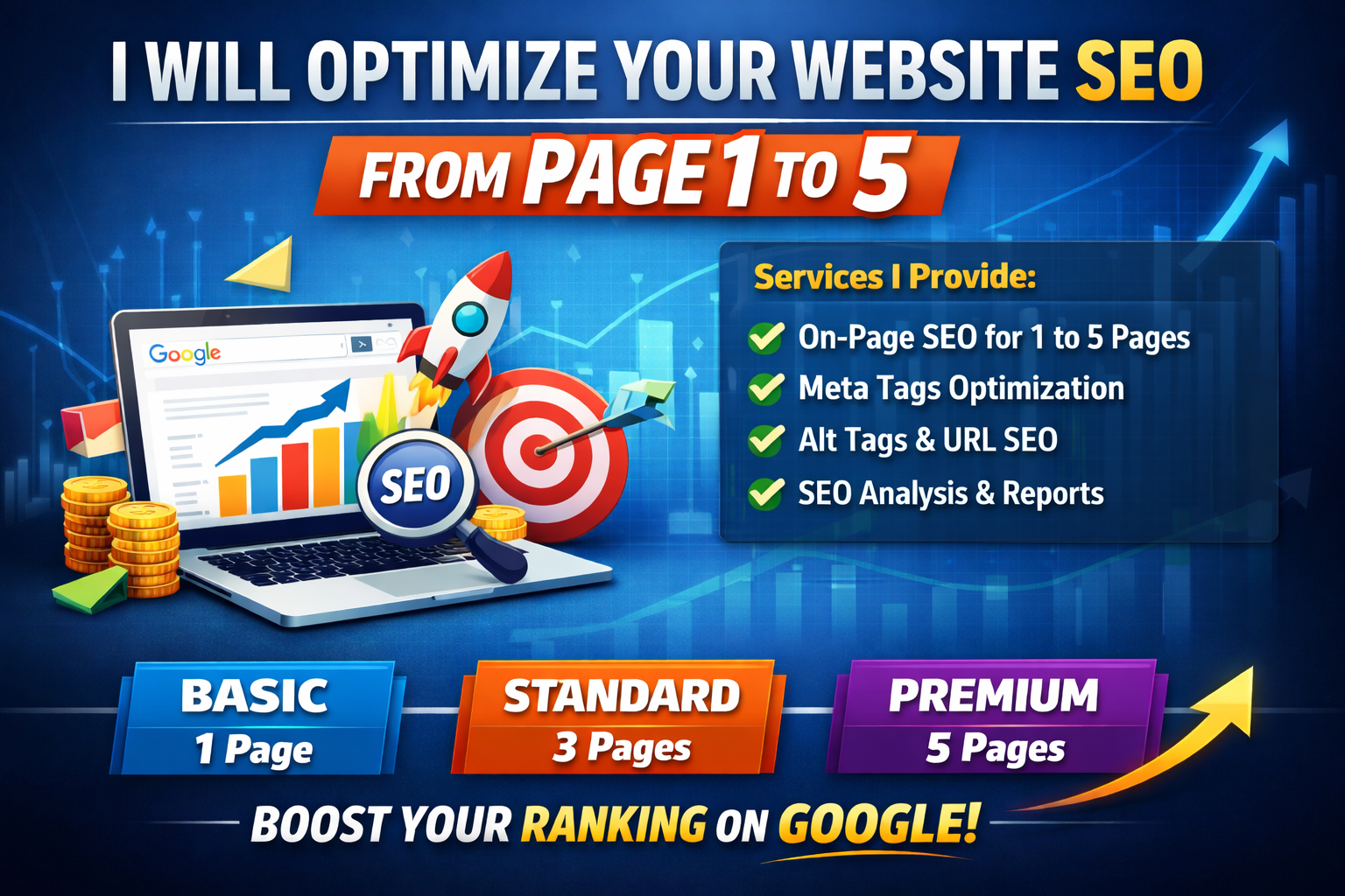 I will do complete SEO for 1 to 5 pages of your websi...