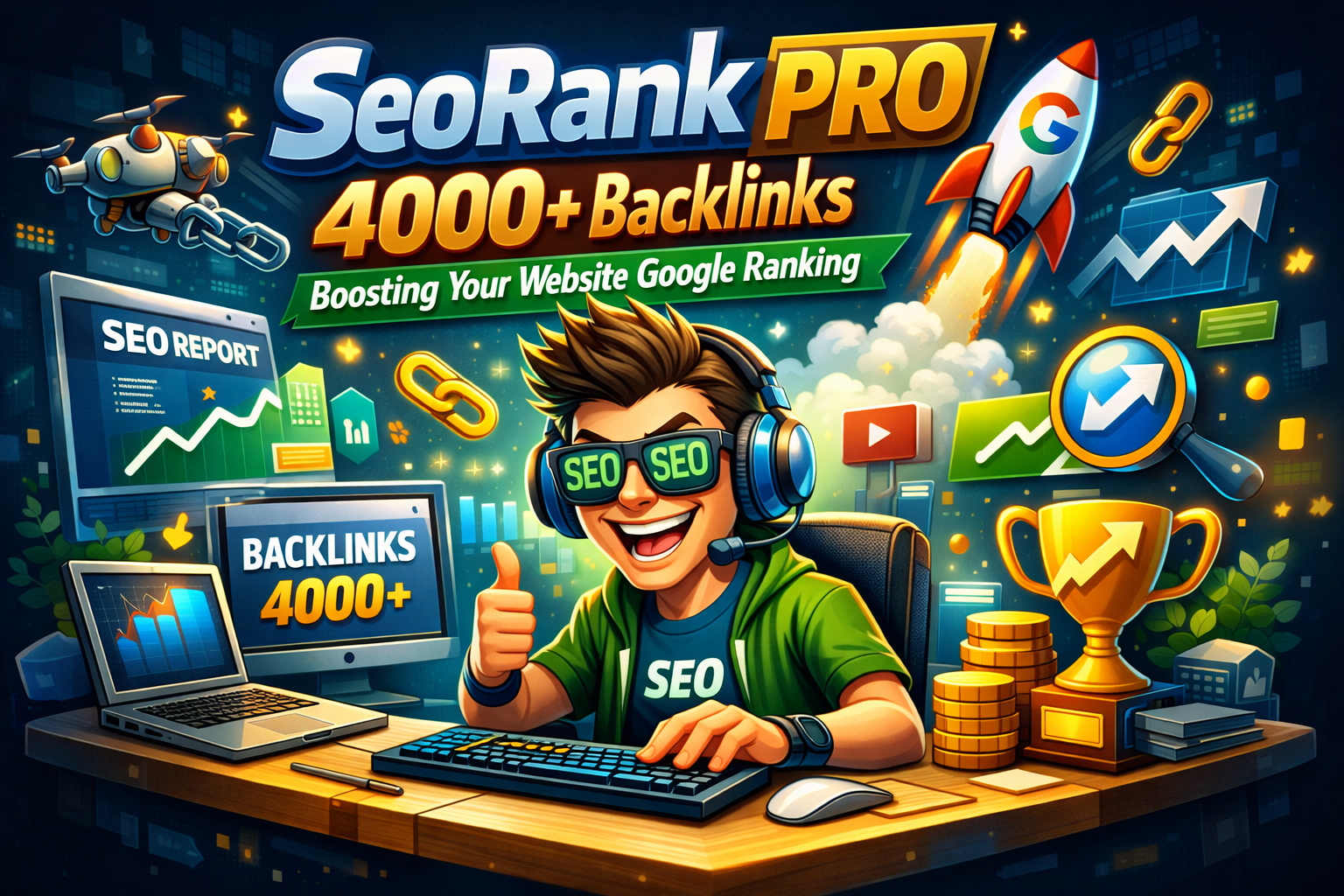 Guarantee SeoRank PRO 4000+ Backlinks Boosting Your w...
