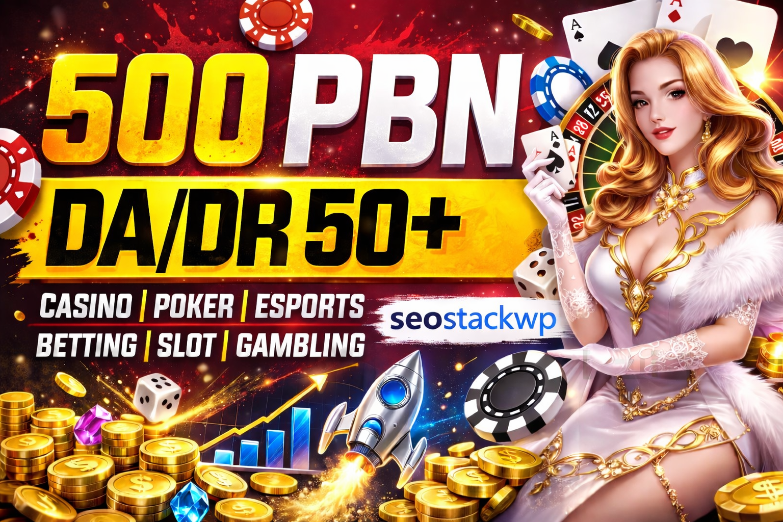 I will build 500 DA/DR 50+ PBN backlinks for casino gambling SEO