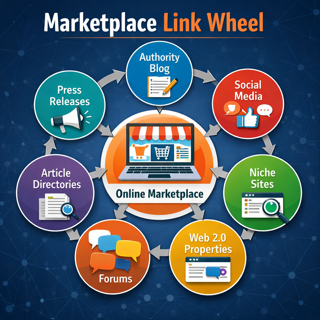 I will give 50 link Wheel Backlink Strategy for Marke...